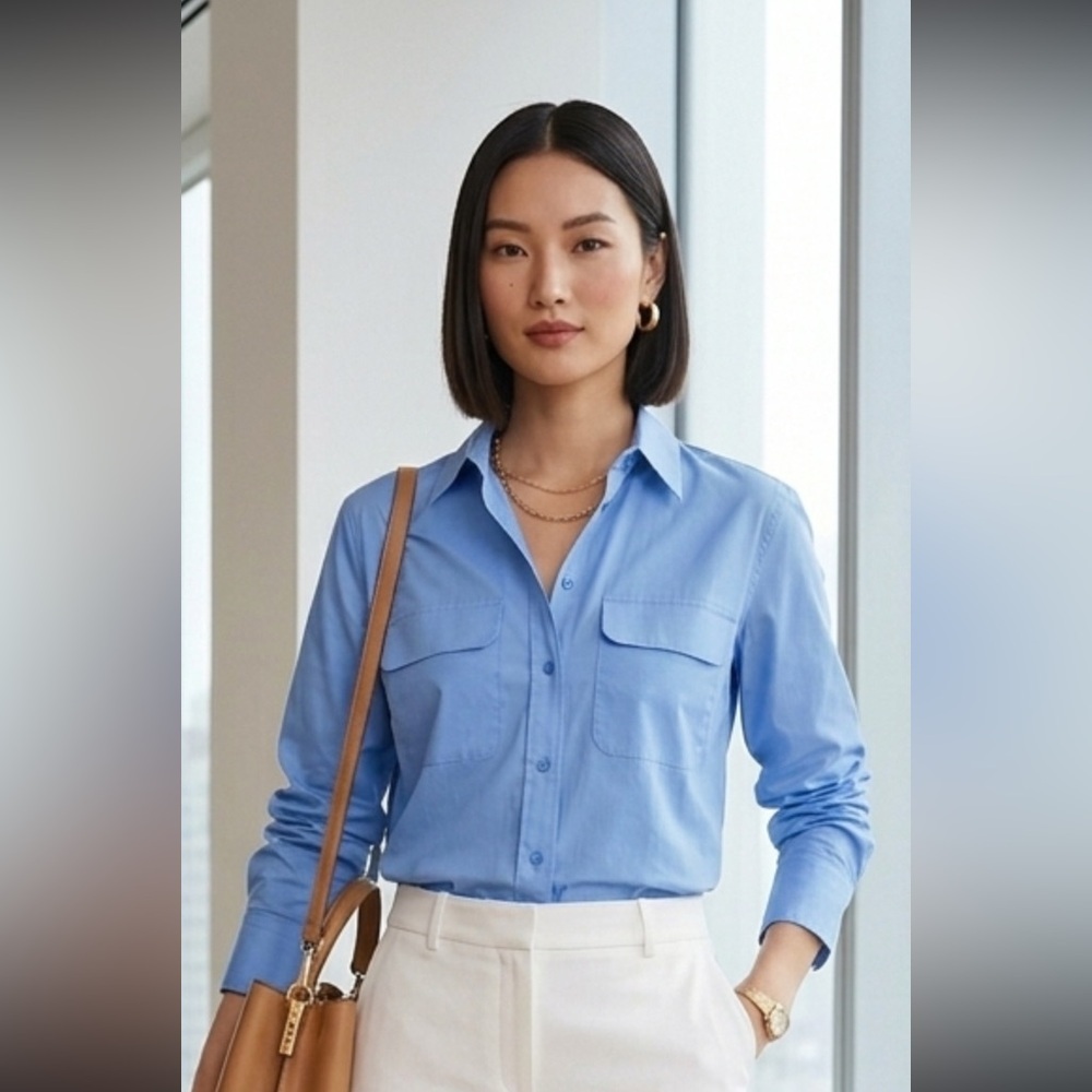 Equipment Femme Light Blue button up shirt